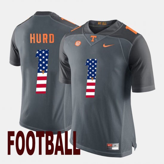 #1 Jalen Hurd US Flag Fashion Tennessee Volunteers Mens Gray Jersey 650522-233