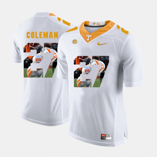 #27 Justin Coleman Pictorial Fashion UT Mens White Jersey 465740-726