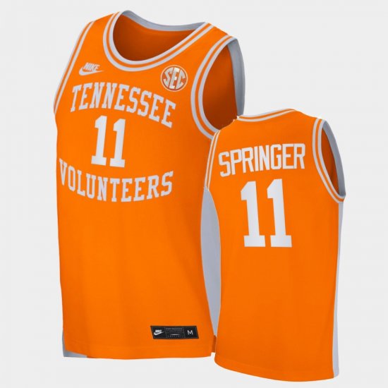 #11 Jaden Springer Retro UT College Basketball Men\'s Orange Jersey 938322-259