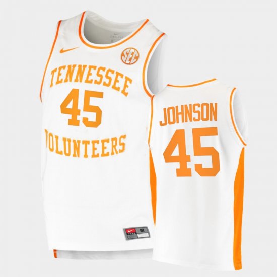 #45 Keon Johnson Replica Tennessee College Basketball Men White Jersey 862917-654