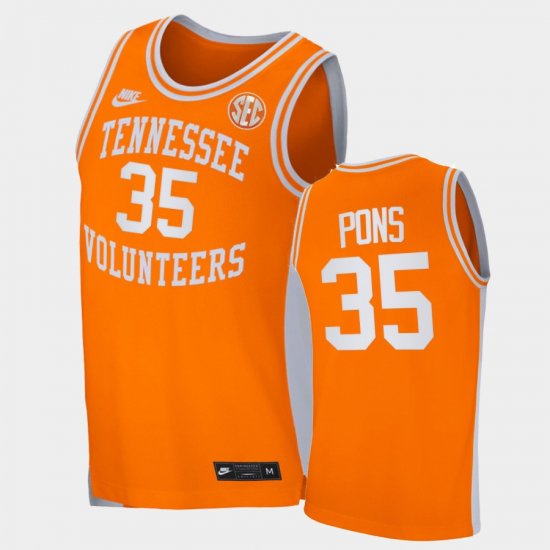 #35 Yves Pons Retro Tennessee College Basketball Men\'s Orange Jersey 428449-296