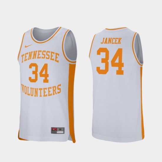 #34 Brock Jancek Retro Performance Tennessee Volunteers College Basketball Men White Jersey 454727-953