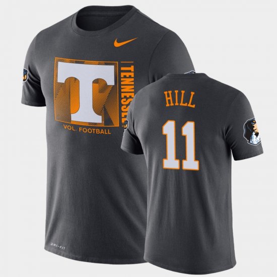 #11 Kasim Hill Team Issue Tennessee Volunteers Performance Mens Black T-Shirt 535494-955