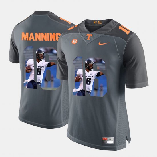 #16 Peyton Manning Pictorial Fashion Vols Men Grey Jersey 140423-379