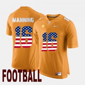 #16 Peyton Manning US Flag Fashion UT Mens Orange Jersey 204285-287