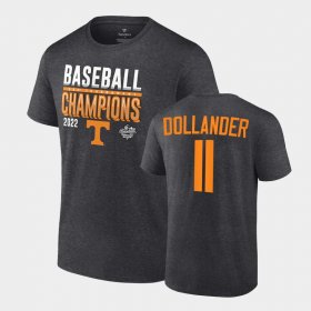 #11 Chase Dollander Tennessee Vols 2022 SEC Baseball Tournament Champions Locker Room Tee Mens Charcoal T-Shirt 206164-880