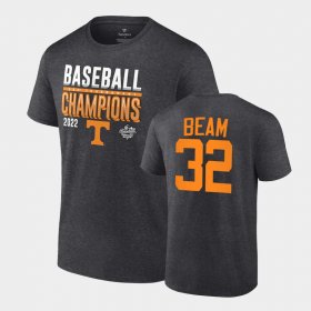 #32 Drew Beam Tennessee Volunteers 2022 SEC Baseball Tournament Champions Locker Room Tee Men Charcoal T-Shirt 485849-596 #32 Drew Beam Tennessee Volunteers 2022 SEC Baseball Tournament Champions Locker Room Tee Men Charcoal T-Shirt 485849-596