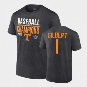 #1 Drew Gilbert Vols 2022 SEC Baseball Tournament Champions Locker Room Tee Men Charcoal T-Shirt 848613-839