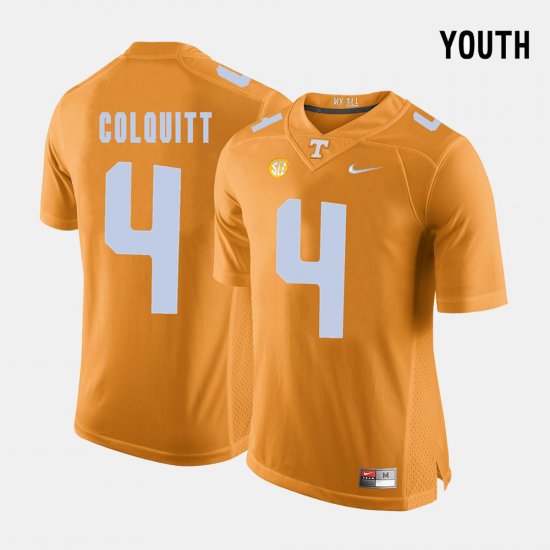 #4 Britton Colquitt College Football Vols Youth Orange Jersey 884540-327