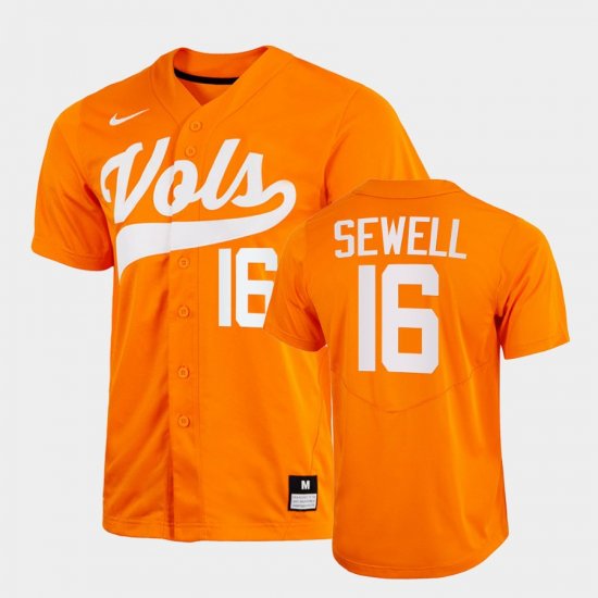 #16 Camden Sewell College Baseball Tennessee Vols 2022 Home Mens Orange Jersey 721272-569