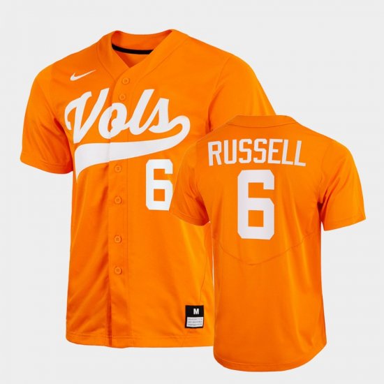 #6 Evan Russell College Baseball Tennessee Vols 2022 Home Men Orange Jersey 399612-522