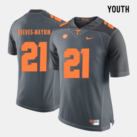 #21 Jalen Reeves-Maybin College Football Tennessee Volunteers Youth Grey Jersey 655603-216