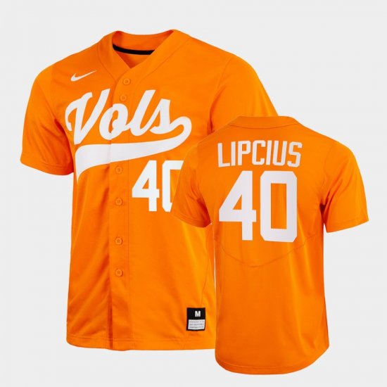 #40 Luc Lipcius College Baseball Tennessee 2022 Home Men Orange Jersey 319491-280