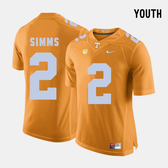 #2 Matt Simms College Football Tennessee Volunteers Youth Orange Jersey 452054-854