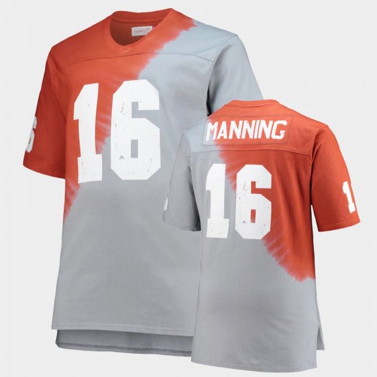 #16 Peyton Manning College Baseball Vols Hardwood Classics Tie-Dye V-Neck Mens Orange Gray Jersey 783082-268