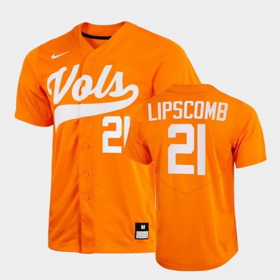 #21 Trey Lipscomb College Baseball Tennessee Vols 2022 Home Men\'s Orange Jersey 549560-542