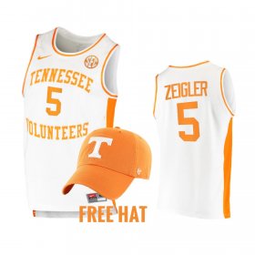 #5 Zakai Zeigler College Basketball Tennessee Vols Free Hat Men White Jersey 468406-429