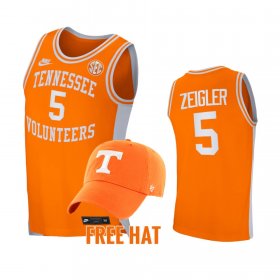 #5 Zakai Zeigler College Basketball Tennessee Vols Retro Basketball Free Hat Men Orange Jersey 917293-202