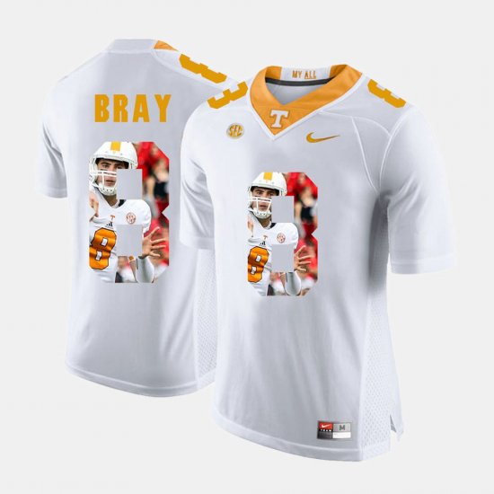 #8 Tyler Bray Pictorial Fashion Tennessee Volunteers Men White Jersey 811078-665