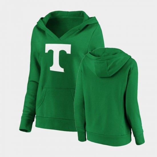 St. Patrick\'s Day Tennessee Volunteers White Logo Pullover Women\'s Green Hoodie 421814-431