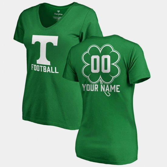 #00 Custom St. Patrick\'s Day Vols V-Neck Dubliner Women Kelly Green T-Shirt 965583-350